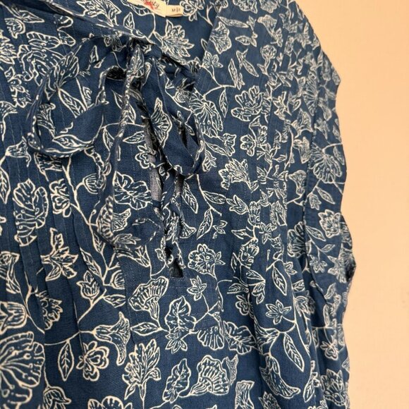 Faherty Cameo Cove Dress Navy Plains Floral Cotton Size Medium Resortwear - Picture 9 of 13